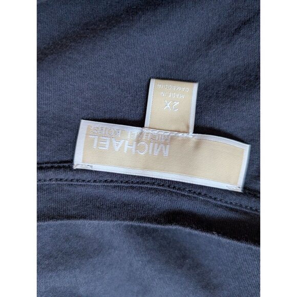 Michael Kors Womens Navy Blue Short Sleeve Top With Ruched Sleeves Size M - Picture 7 of 9